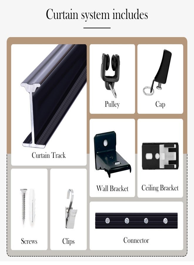 hoeflife Flexible Ceiling Curtain Tracks, Ceilings Track for Curtains, Aluminum Curtains Track Ceilings Mount,Wall Mount Curtain Rail, Ceiling Curtain Rod, Sliding Curtain Tracks with Clips (Black 9FT) - Image 4
